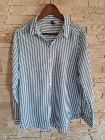 Chemise femme divided bleu blanc rayé H&m 38 tbe