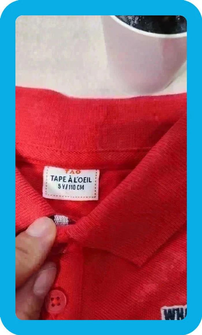 Polo manches longues rouge Okaïdi 5 ans | Très bon état - photo numéro 3