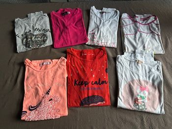 Lot de 8 t-shirts manches longues à motifs fille