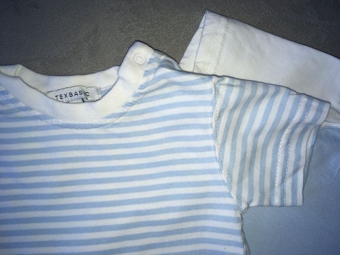 Lot de 2 tee-shirts mc 6 mois Tex tons bleu et blanc - photo numéro 2