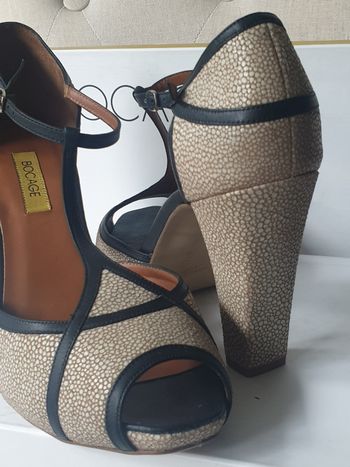 Escarpins Salomé beige/noir T.40 de la marque Bocage