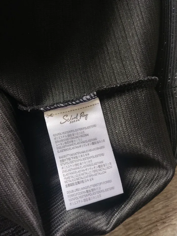 Robe bi-matière manches courtes noir argenté et gris taille 38 School Rag - photo numéro 8