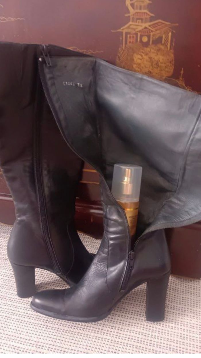 Bottes hautes vintage cuir 35 - photo numéro 4