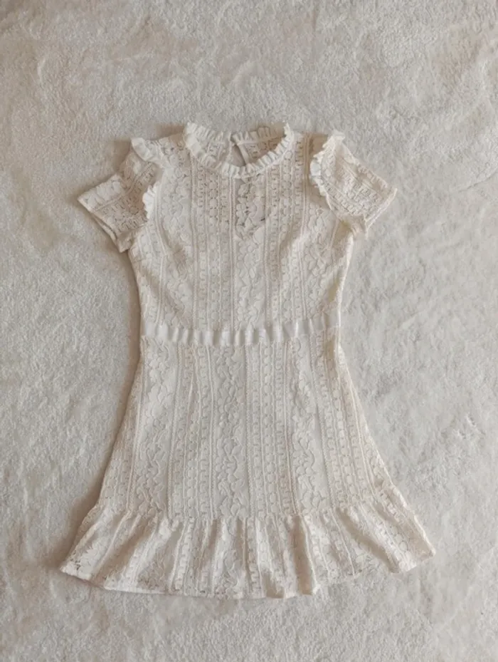Robe Naf Naf 36 en dentelle blanc crème événement baptême mariage - photo numéro 4