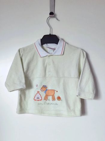 Pull polo polaire vert pastel blanc