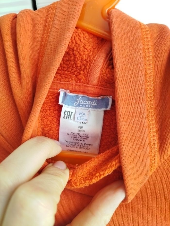 Sweat orange mixte 6 ans Jacadi - photo numéro 3