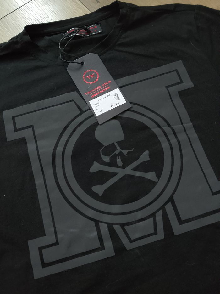 T-shirt noir manches courtes homme tête de mort xl terance kole - photo numéro 2