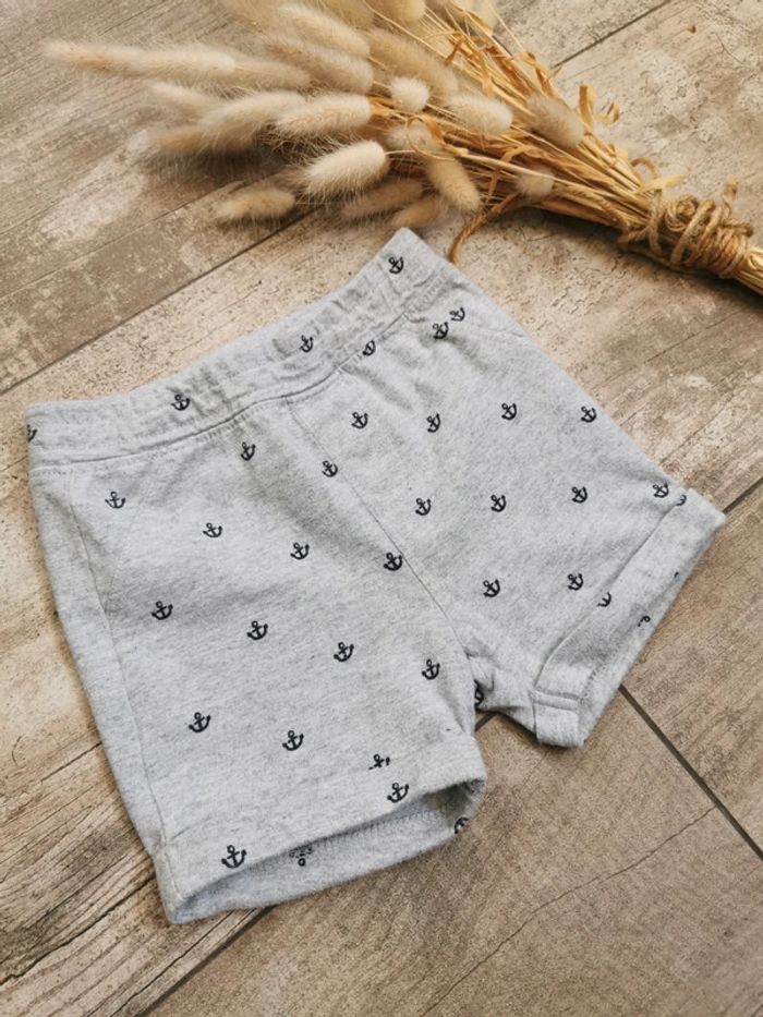 🌺Très joli short molletonné gris encre marine 3mois - photo numéro 2