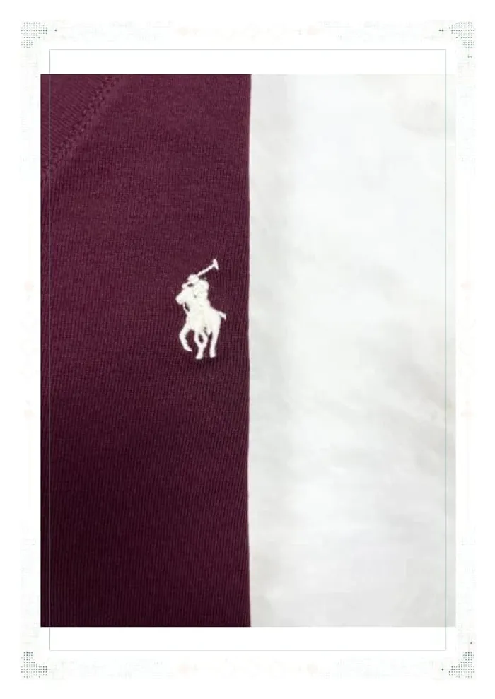 T-shirt manches longues Ralph Lauren femme coton rouge bordeaux col V taille M - photo numéro 5
