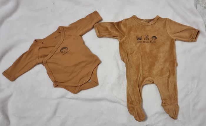 Lot dors bien / pyjama et body manches longues 1 mois