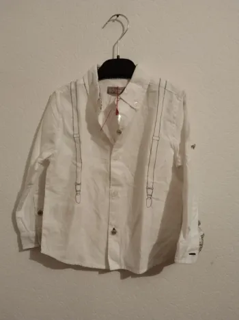chemise blanche fausse bretelles boboli garcon 4 ans