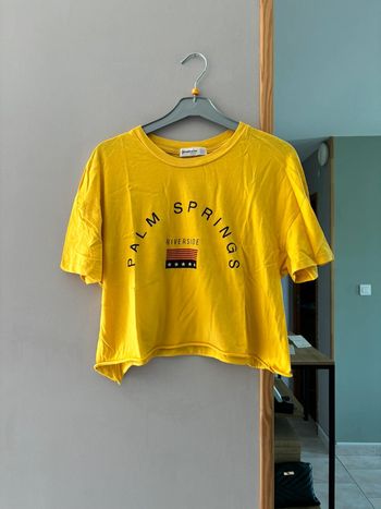 T shirt crop top jaune palmspring