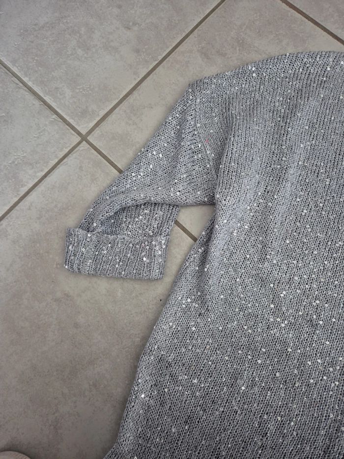 Pull en maille gris avec sequins argents Jacqueline Riu - photo numéro 2