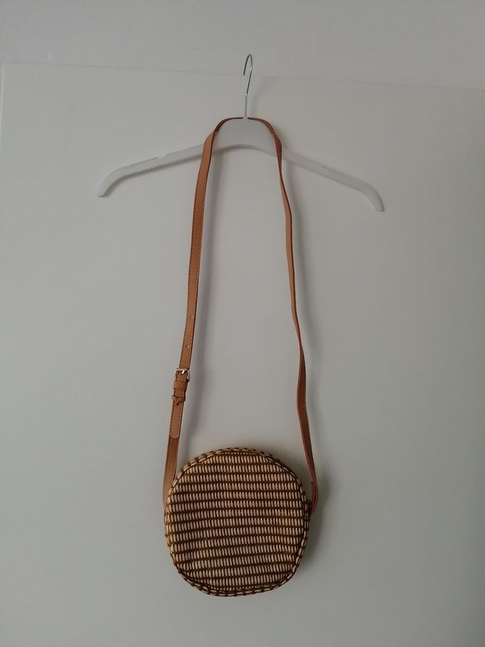 Sac bandoulière rond en osier crème et camel My Little Box neuf