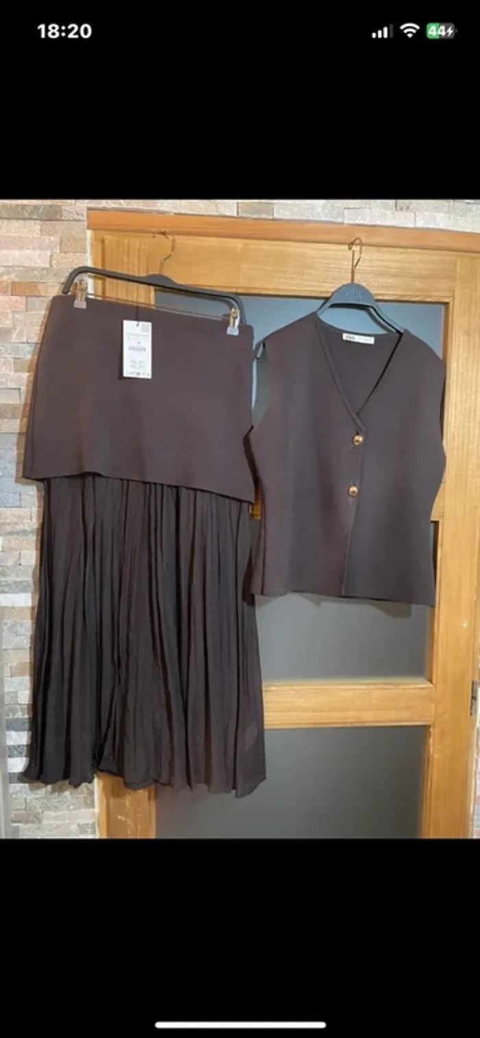 Magnifique, tailleur, jupe et gilet Zara, taille L. XL. - photo numéro 2