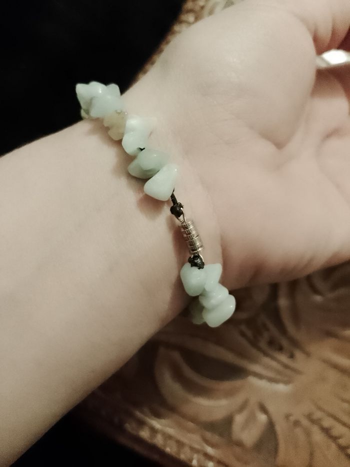 bracelet en turquoise amazonites et argent tibétain artisanal. - photo numéro 2