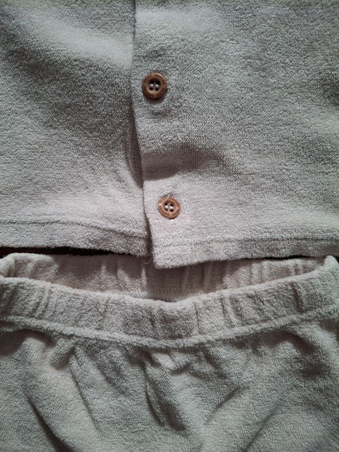 Ensemble petit bateau 6 mois mixte coton éponge beige - photo numéro 2