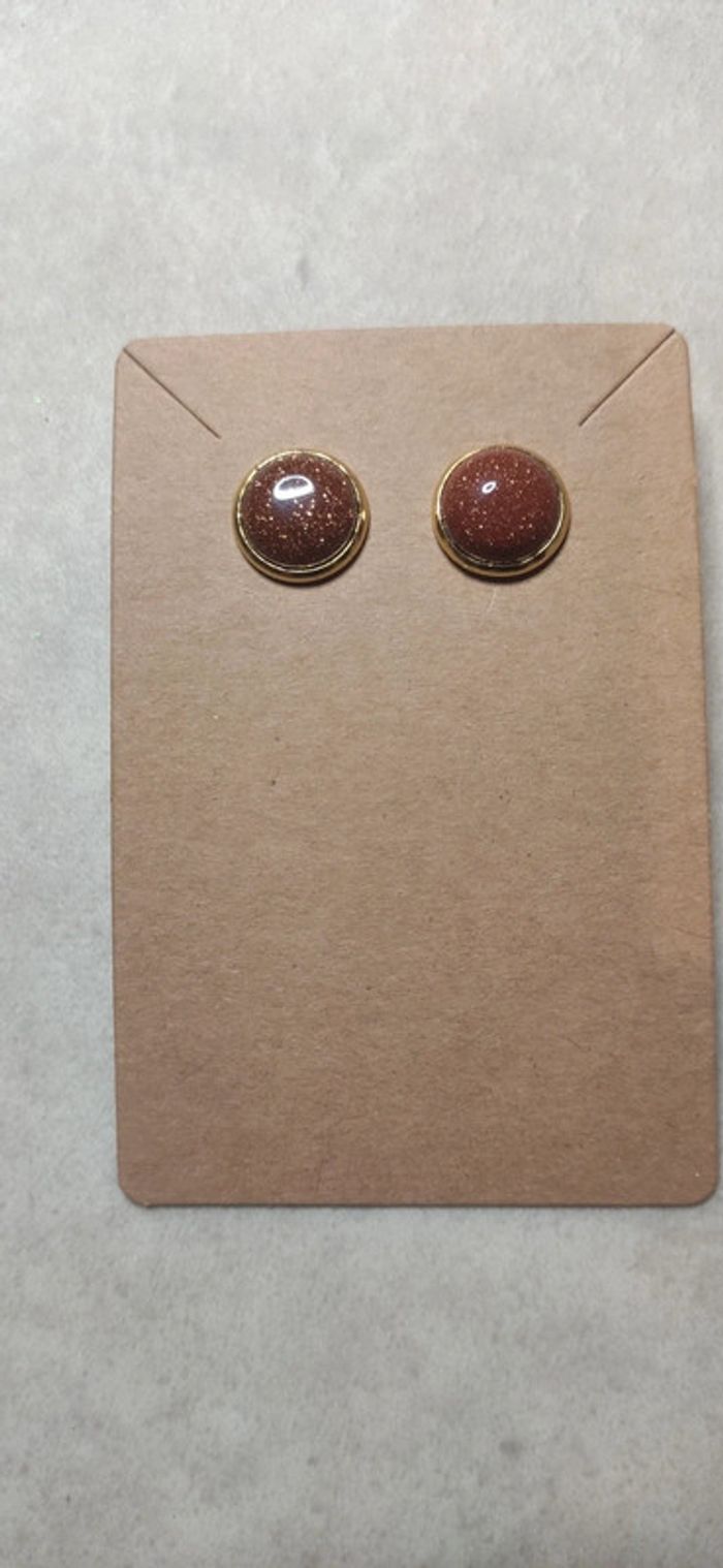 Boucles oreilles en Goldstone de Cuivre - photo numéro 6