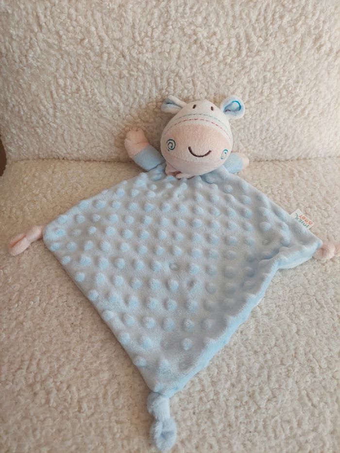 Interbaby - doudou plat carré bleu ane ou cheval