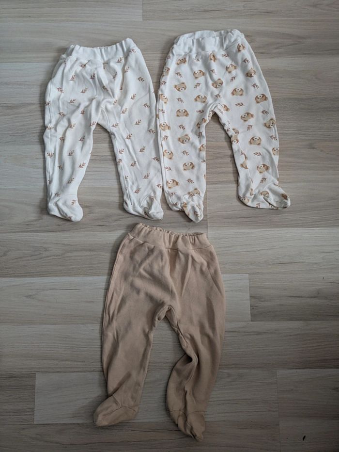 Lot de 3 pantalons avec pied 6-9 mois