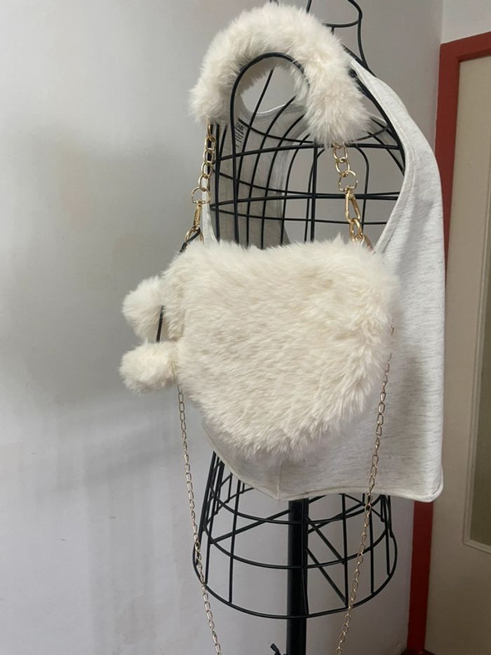 Sac à main élégant en fourrure synthétique avec poignée supérieure et bandoulière - photo numéro 5