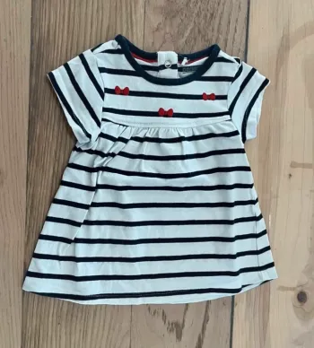 Haut manches courtes fille 3 mois – Orchestra – Rayé bleu marine