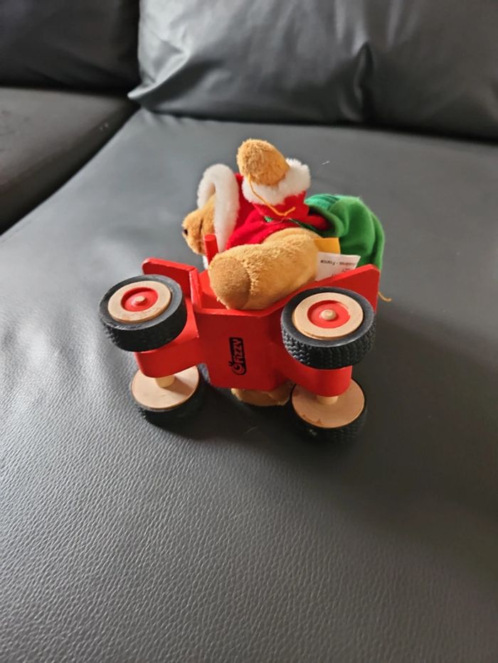 Figurine ourson Noël + véhicule bois - photo numéro 3