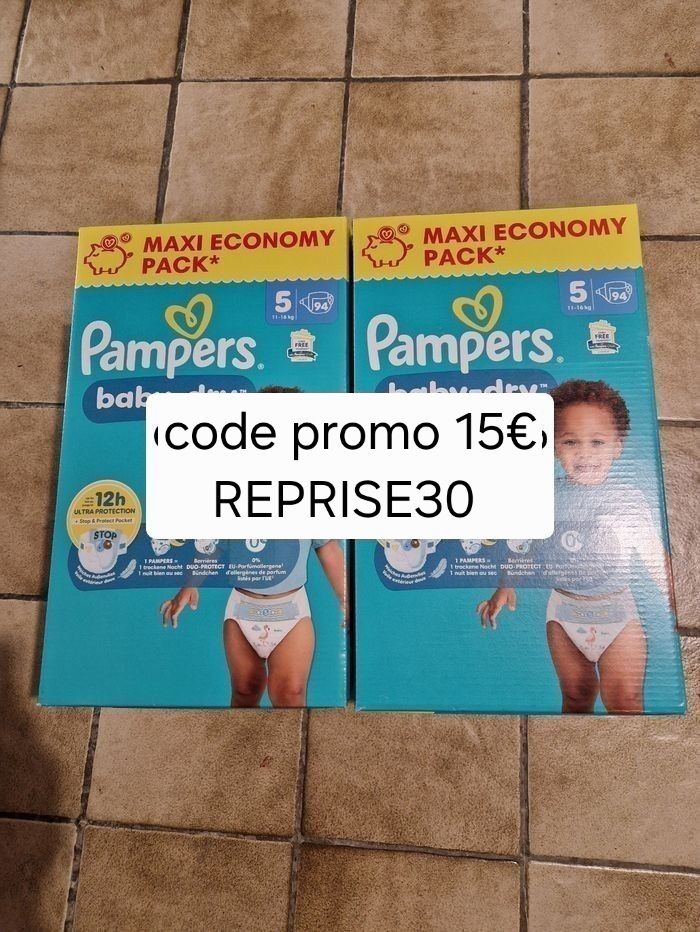 188 couches Pampers baby-dry taille 5