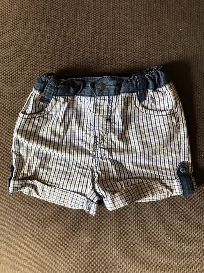 Short bleu et blanc 12m