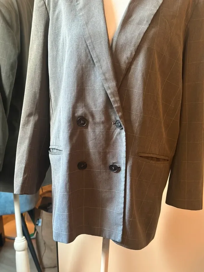 Veste blazer oversize gris à carreaux Weekday – Taille 38 - photo numéro 5