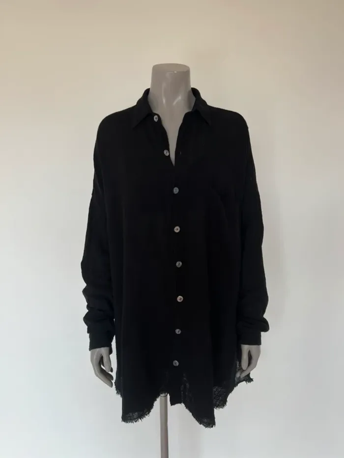 Maison Saint Julien Chemise mi-longue oversize Mykonos noire taille S