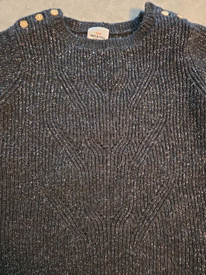 Robe pull hiver fille épais bleu marine métallisé T3ans TBE tape a l'œil - photo numéro 3