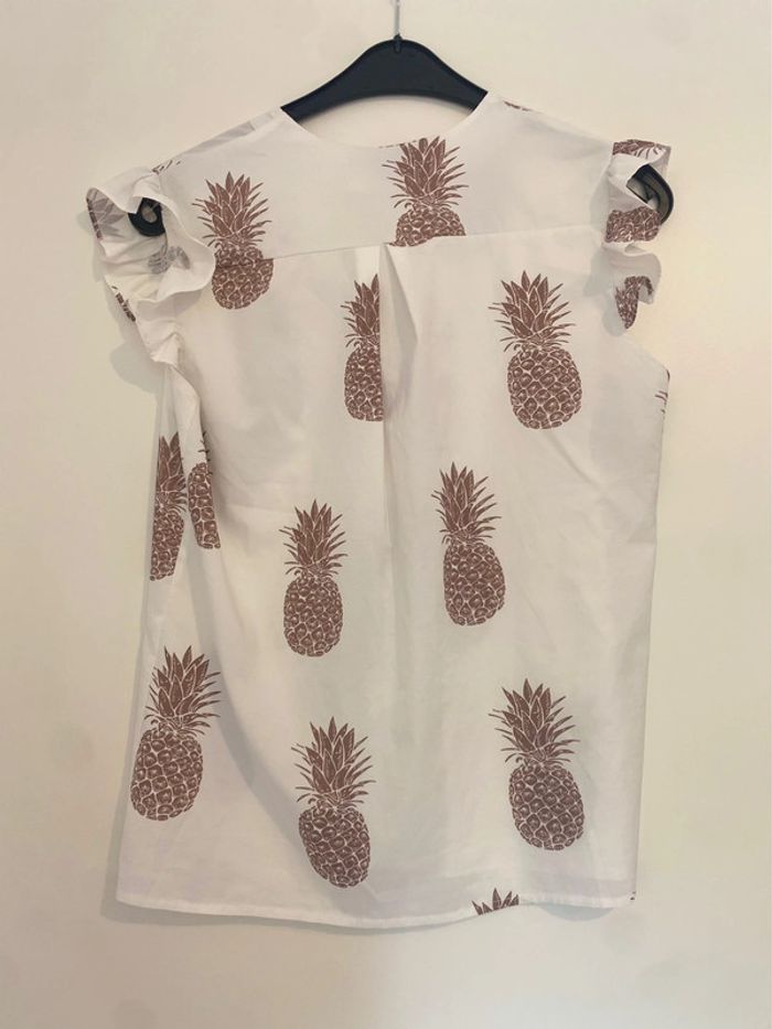 Chemisier blanc motif ananas dorés - photo numéro 3