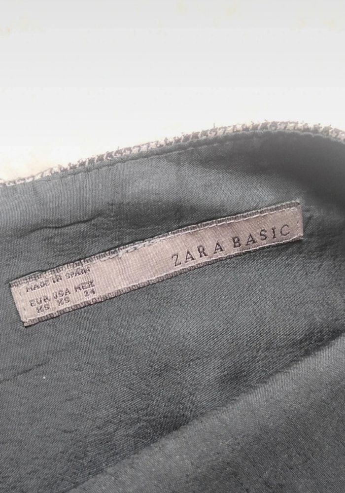 Jupe Crayon Zara Basic XS vintage chic élégante pieds de poule noir et blanc mi longue - photo numéro 3