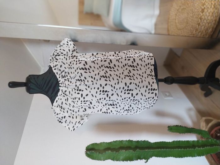 Petit haut blouse blanc imprimé tâche noire - photo numéro 6