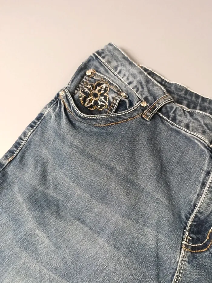 Jean denim boot cut hip hop style strass - W22 - photo numéro 7