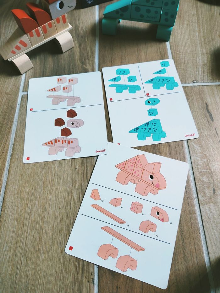 🦕Jeu de construction Cubikausarus 2 en 1 blocs puzzles en bois Les dinosaures marque Janod - photo numéro 4