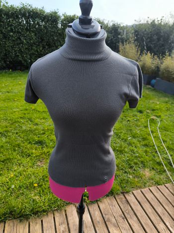 Pull manches courtes col roulé Gris TM