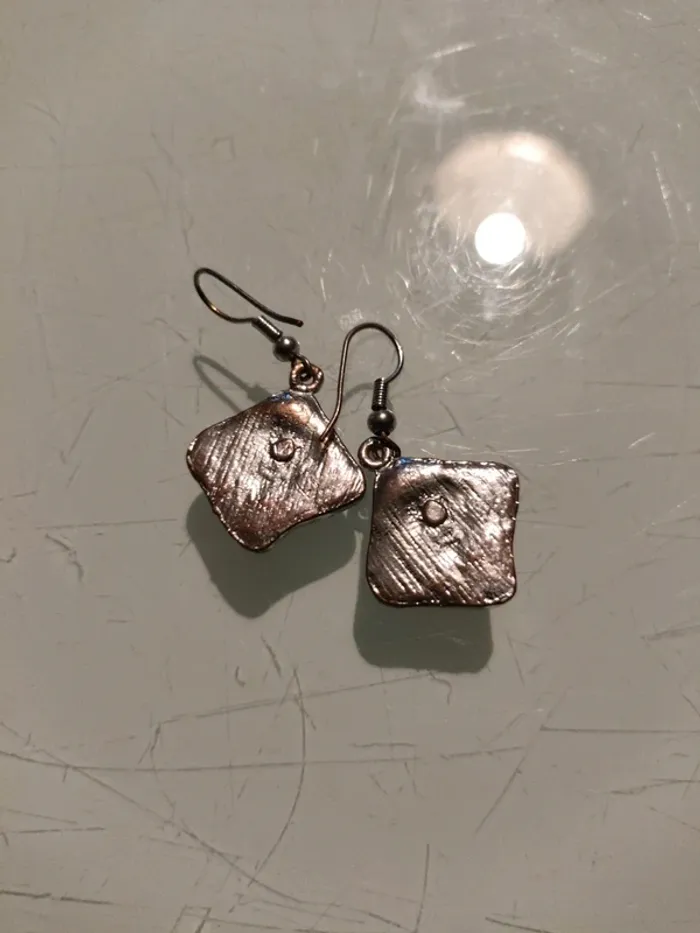Boucles d’oreilles carrées orange - photo numéro 5