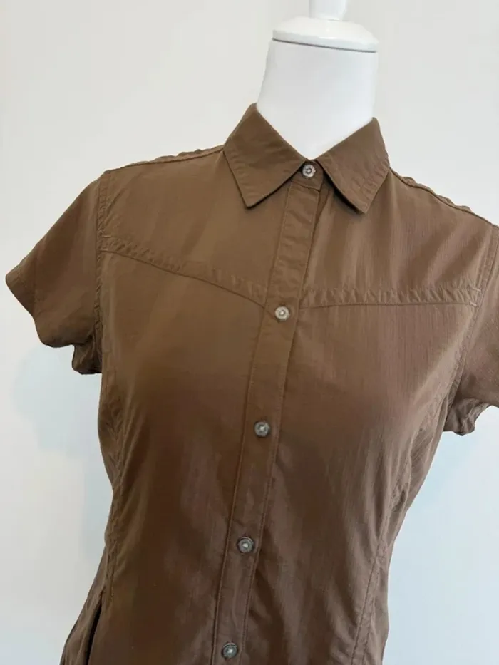 Chemise de randonnée The North Face marron manches courtes taille M - photo numéro 2