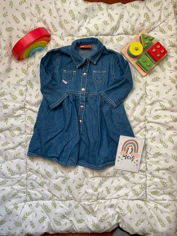 robe en jean manches longues bleu Du pareil au même 12 mois