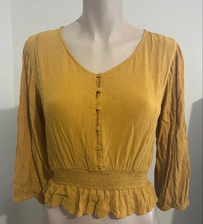 Blouse jaune moutarde manche longue