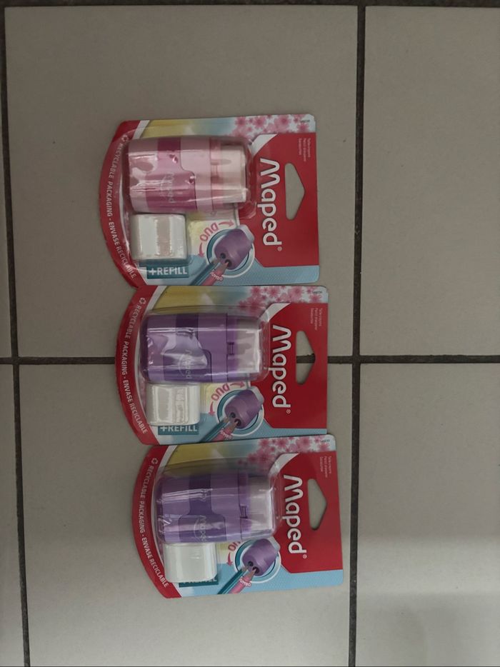 Lot de 3 taille crayons avec gomme maped