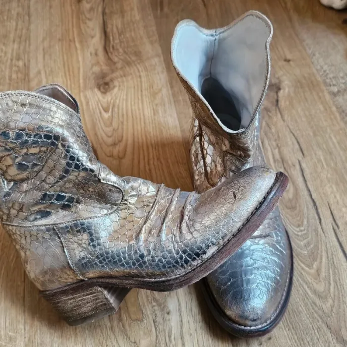 Boots Vintage cuir italien gold Strategia cowboy - photo numéro 5