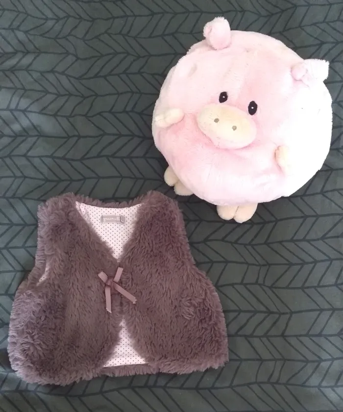 Gilet fausse fourrure marron violine Grain de blé 3 mois