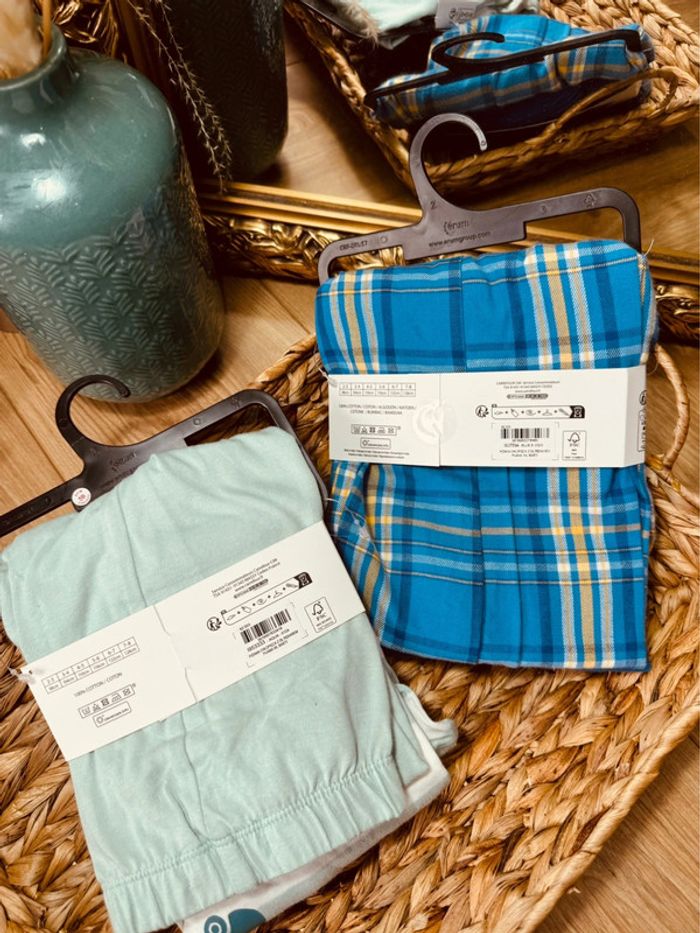 Taille 8 ans lot de 2 pyjamas 2 pièces coton fin et flanelle garçon Tex bleu menthe Neufs 💙 - photo numéro 5