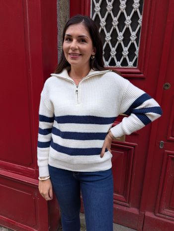 Pull rayé Sao Paulo écru/bleu marine
Taille S