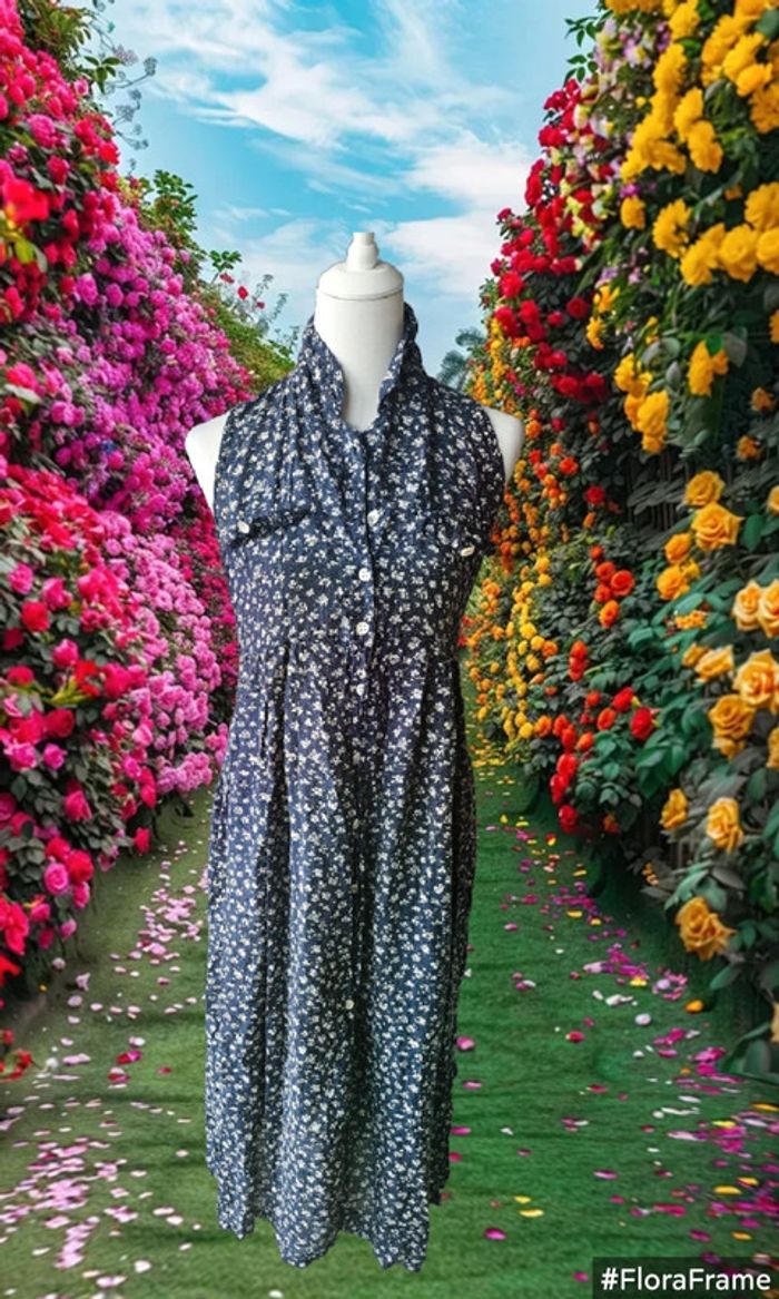 Robe longue chemise avec petites fleurs, Ma vie, taille M - photo numéro 2