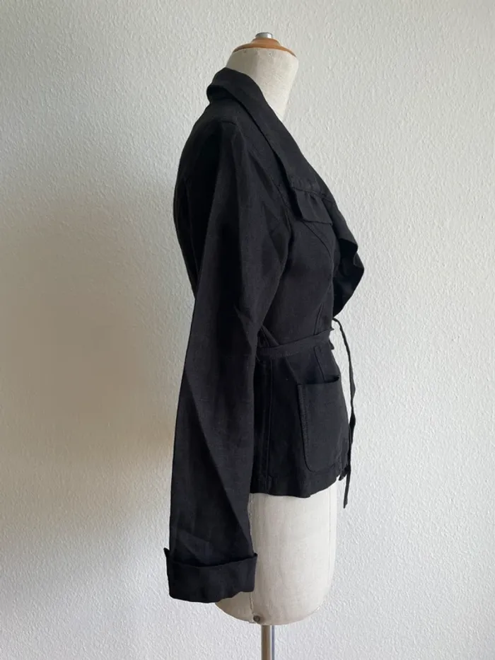 Veste noire croisée Weekend Max Mara ceinturée - photo numéro 4