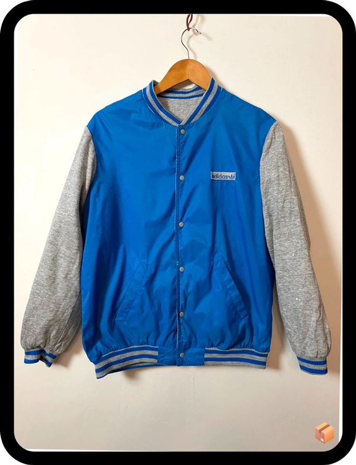 Blouson léger réversible Adidas Originals – Taille 174 – Gris & Bleu – Vintage fabriqué en France - photo numéro 3